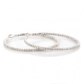 18k White Gold Diamond Hoop Earrings 2.55ct G/H VS